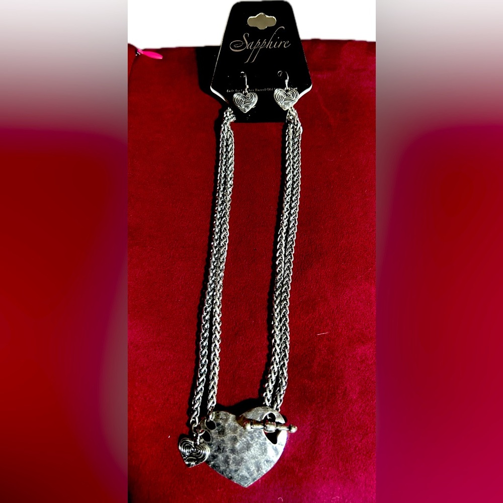 Valentines Heart necklace and earrings.  New